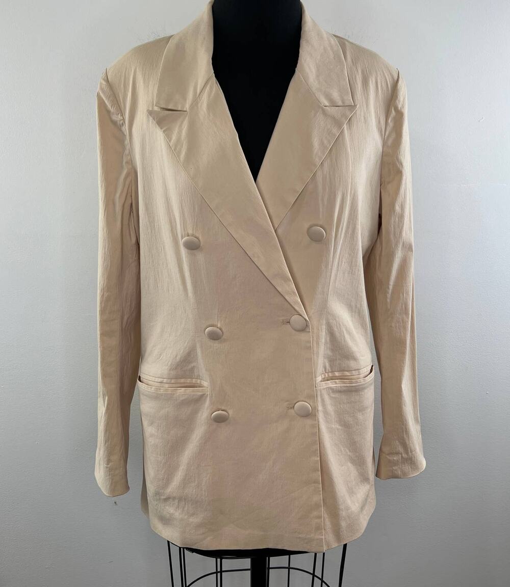 We Wore What Khaki Long Sleeve Double Breasted Notched Lapel Blazer Jacket Sz S